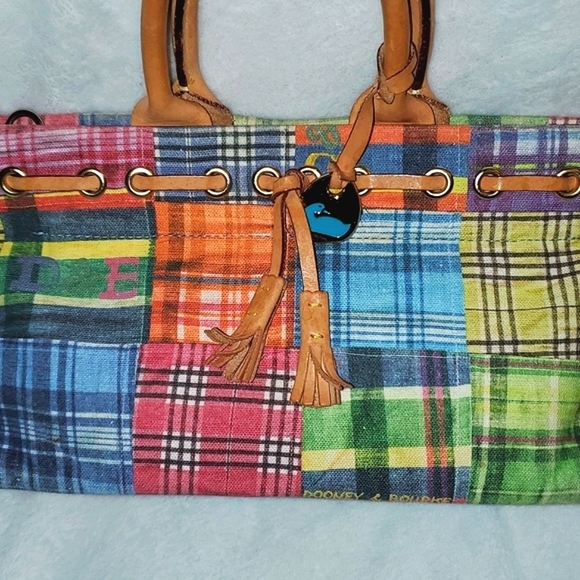 Dooney & Bourke Madras Plaid Picnic Ants Satchel - Picture 3 of 16